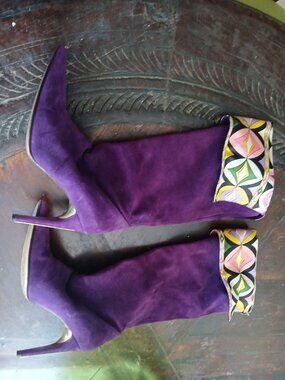 EMILIO PUCCI PURPLE SUEDE STILETO BOOTS SIZE 40
